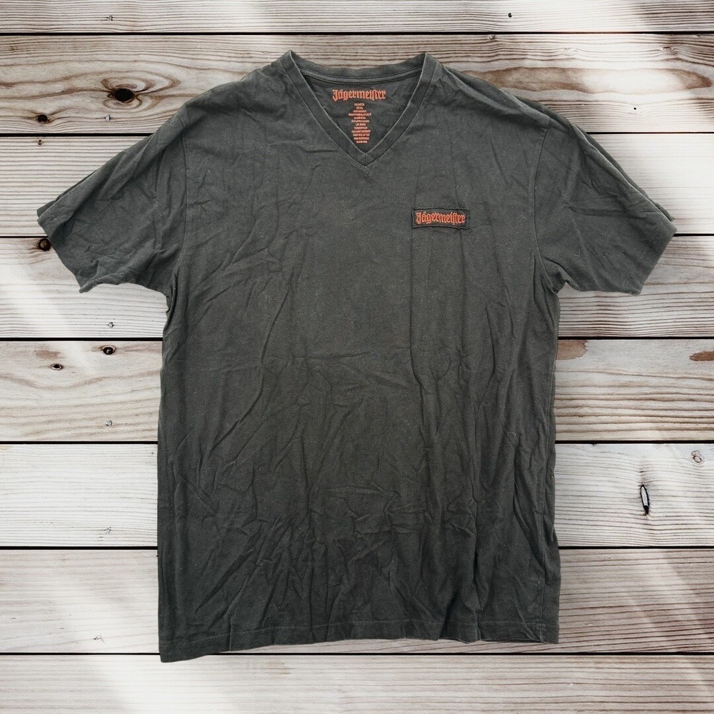 Jagermeister Shirt Mens XXL Black Casual Lounge Grunge V Neck Tee‎ Logo Hawaii